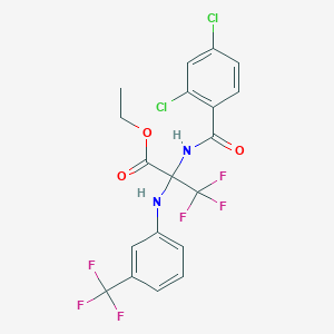 molecular formula C19H14Cl2F6N2O3 B396237 Ethyl 2-[(2,4-dichlorobenzoyl)amino]-3,3,3-trifluoro-2-[3-(trifluoromethyl)anilino]propanoate 