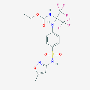 ethyl N-[1,1,1,3,3,3-hexafluoro-2-[4-[(5-methyl-1,2-oxazol-3-yl)sulfamoyl]anilino]propan-2-yl]carbamate