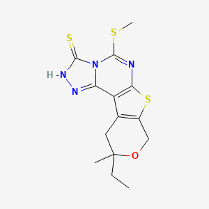 14-ethyl-14-methyl-7-methylsulfanyl-13-oxa-10-thia-3,4,6,8-tetrazatetracyclo[7.7.0.02,6.011,16]hexadeca-1(9),2,7,11(16)-tetraene-5-thione