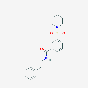 molecular formula C21H26N2O3S B3962388 3-(4-methylpiperidin-1-yl)sulfonyl-N-(2-phenylethyl)benzamide 