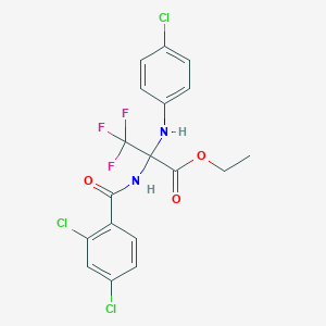 molecular formula C18H14Cl3F3N2O3 B396239 Ethyl 2-(4-chloroanilino)-2-[(2,4-dichlorobenzoyl)amino]-3,3,3-trifluoropropanoate CAS No. 340031-24-5