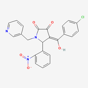 molecular formula C23H16ClN3O5 B3962394 4-(4-CHLOROBENZOYL)-3-HYDROXY-5-(2-NITROPHENYL)-1-[(PYRIDIN-3-YL)METHYL]-2,5-DIHYDRO-1H-PYRROL-2-ONE 