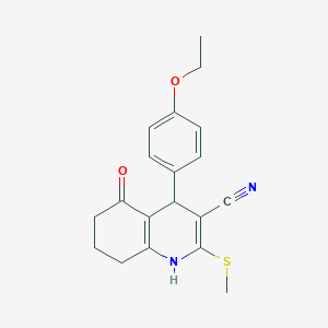 molecular formula C19H20N2O2S B3962458 4-(4-ethoxyphenyl)-2-(methylthio)-5-oxo-1,4,5,6,7,8-hexahydro-3-quinolinecarbonitrile 