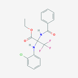 molecular formula C18H16ClF3N2O3 B396246 Ethyl 2-benzamido-2-(2-chloroanilino)-3,3,3-trifluoropropanoate 