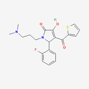 molecular formula C20H21FN2O3S B3962495 1-[3-(dimethylamino)propyl]-5-(2-fluorophenyl)-3-hydroxy-4-(thiophen-2-ylcarbonyl)-1,5-dihydro-2H-pyrrol-2-one 