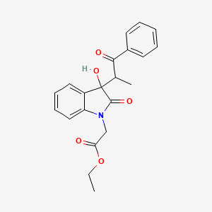 ethyl [3-hydroxy-2-oxo-3-(1-oxo-1-phenylpropan-2-yl)-2,3-dihydro-1H-indol-1-yl]acetate