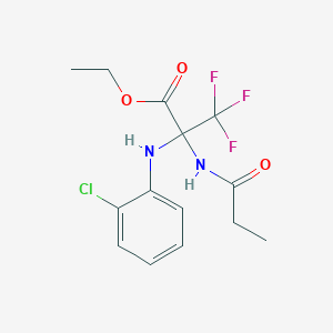 molecular formula C14H16ClF3N2O3 B396250 Ethyl 2-(2-chloroanilino)-3,3,3-trifluoro-2-(propanoylamino)propanoate CAS No. 304878-31-7