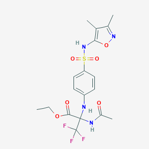 molecular formula C18H21F3N4O6S B396251 Ethyl 2-acetamido-2-[4-[(3,4-dimethyl-1,2-oxazol-5-yl)sulfamoyl]anilino]-3,3,3-trifluoropropanoate CAS No. 328069-46-1