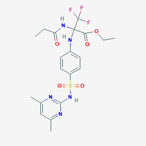 Ethyl 2-[4-(4,6-dimethylpyrimidin-2-ylsulfamoyl)anilino]-3,3,3-trifluoro-2-propionamidopropionate