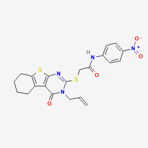 molecular formula C21H20N4O4S2 B3962545 2-[(3-allyl-4-oxo-3,4,5,6,7,8-hexahydro[1]benzothieno[2,3-d]pyrimidin-2-yl)thio]-N-(4-nitrophenyl)acetamide 