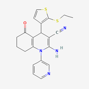 molecular formula C21H20N4OS2 B3962558 2-Amino-4-[2-(ethylsulfanyl)thiophen-3-YL]-5-oxo-1-(pyridin-3-YL)-1,4,5,6,7,8-hexahydroquinoline-3-carbonitrile 