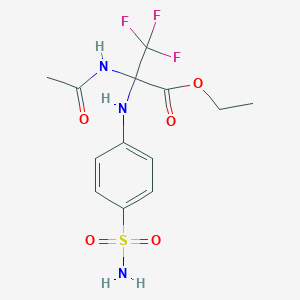 molecular formula C13H16F3N3O5S B396258 Ethyl 2-acetamido-3,3,3-trifluoro-2-(4-sulfamoylanilino)propanoate 