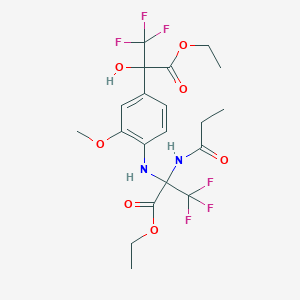 molecular formula C20H24F6N2O7 B396259 Ethyl 2-[4-[[3-ethoxy-1,1,1-trifluoro-3-oxo-2-(propanoylamino)propan-2-yl]amino]-3-methoxyphenyl]-3,3,3-trifluoro-2-hydroxypropanoate 