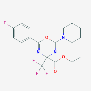 Ethyl 2-(4-fluorophenyl)-6-piperidin-1-yl-4-(trifluoromethyl)-1,3,5-oxadiazine-4-carboxylate