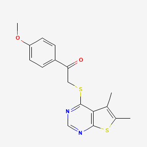 molecular formula C17H16N2O2S2 B3962608 2-(5,6-Dimethylthieno[2,3-d]pyrimidin-4-yl)sulfanyl-1-(4-methoxyphenyl)ethanone CAS No. 6654-22-4