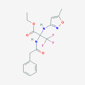 molecular formula C17H18F3N3O4 B396261 Ethyl 3,3,3-trifluoro-2-[(5-methyl-3-isoxazolyl)amino]-2-[(phenylacetyl)amino]propanoate 