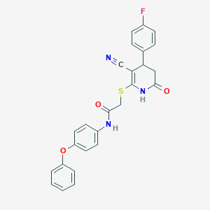 2-{[3-cyano-4-(4-fluorophenyl)-6-oxo-1,4,5,6-tetrahydropyridin-2-yl]sulfanyl}-N-(4-phenoxyphenyl)acetamide