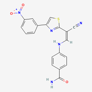 4-[[(Z)-2-cyano-2-[4-(3-nitrophenyl)-1,3-thiazol-2-yl]ethenyl]amino]benzamide