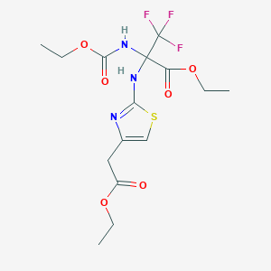 molecular formula C15H20F3N3O6S B396263 Ethyl 2-[(ethoxycarbonyl)amino]-2-{[4-(2-ethoxy-2-oxoethyl)-1,3-thiazol-2-yl]amino}-3,3,3-trifluoropropanoate 