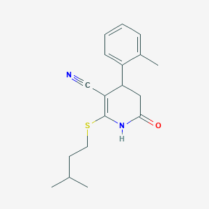 molecular formula C18H22N2OS B3962634 2-[(3-methylbutyl)thio]-4-(2-methylphenyl)-6-oxo-1,4,5,6-tetrahydro-3-pyridinecarbonitrile 