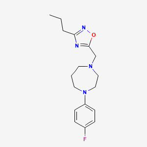 molecular formula C17H23FN4O B3962680 1-(4-fluorophenyl)-4-[(3-propyl-1,2,4-oxadiazol-5-yl)methyl]-1,4-diazepane 