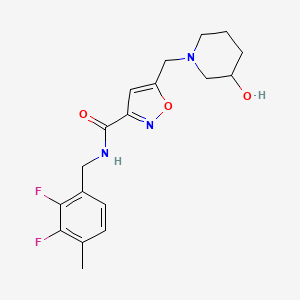 molecular formula C18H21F2N3O3 B3962704 N-(2,3-difluoro-4-methylbenzyl)-5-[(3-hydroxy-1-piperidinyl)methyl]-3-isoxazolecarboxamide 