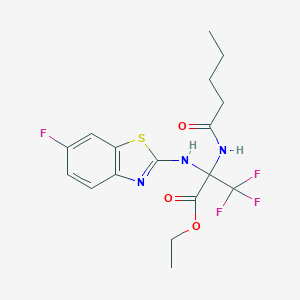 Ethyl 3,3,3-trifluoro-2-[(6-fluoro-1,3-benzothiazol-2-yl)amino]-2-(pentanoylamino)propanoate
