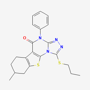 8-methyl-4-phenyl-1-(propylthio)-6,7,8,9-tetrahydro[1]benzothieno[3,2-e][1,2,4]triazolo[4,3-a]pyrimidin-5(4H)-one