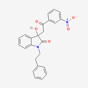 molecular formula C24H20N2O5 B3962741 3-hydroxy-3-[2-(3-nitrophenyl)-2-oxoethyl]-1-(2-phenylethyl)-1,3-dihydro-2H-indol-2-one 