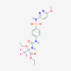 Ethyl 2-ethoxy-3,3,3-trifluoro-2-[[4-[(6-methoxypyridazin-3-yl)sulfamoyl]phenyl]carbamoylamino]propanoate
