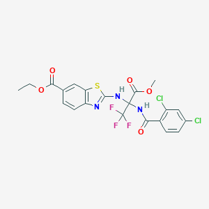 Ethyl 2-[[2-[(2,4-dichlorobenzoyl)amino]-1,1,1-trifluoro-3-methoxy-3-oxopropan-2-yl]amino]-1,3-benzothiazole-6-carboxylate