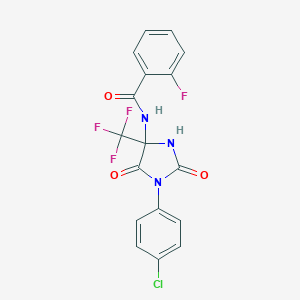 N-[1-(4-chlorophenyl)-2,5-dioxo-4-(trifluoromethyl)-4-imidazolidinyl]-2-fluorobenzamide