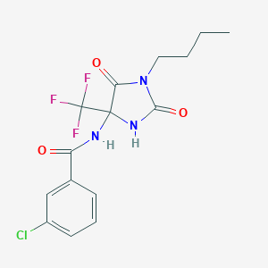 molecular formula C15H15ClF3N3O3 B396288 N-[1-butyl-2,5-dioxo-4-(trifluoromethyl)-4-imidazolidinyl]-3-chlorobenzamide 