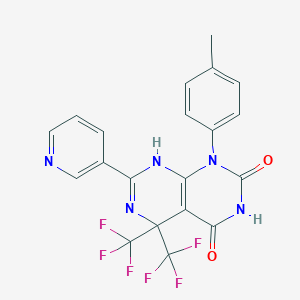 molecular formula C20H13F6N5O2 B396290 1-(4-methylphenyl)-7-pyridin-3-yl-5,5-bis(trifluoromethyl)-8H-pyrimido[4,5-d]pyrimidine-2,4-dione CAS No. 606924-16-7