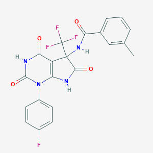 molecular formula C21H14F4N4O4 B396293 N-[1-(4-fluorophenyl)-2,4,6-trioxo-5-(trifluoromethyl)-2,3,4,5,6,7-hexahydro-1H-pyrrolo[2,3-d]pyrimidin-5-yl]-3-methylbenzamide 