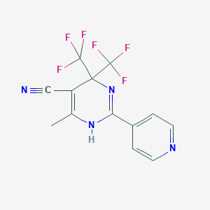 molecular formula C13H8F6N4 B396296 6-Methyl-2-(4-pyridinyl)-4,4-bis(trifluoromethyl)-1,4-dihydro-5-pyrimidinecarbonitrile CAS No. 577962-56-2