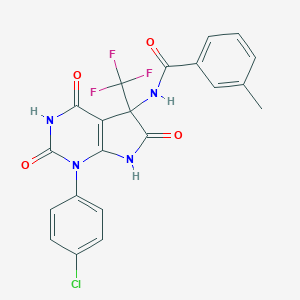 molecular formula C21H14ClF3N4O4 B396297 N-[1-(4-chlorophenyl)-2,4,6-trioxo-5-(trifluoromethyl)-2,3,4,5,6,7-hexahydro-1H-pyrrolo[2,3-d]pyrimidin-5-yl]-3-methylbenzamide 