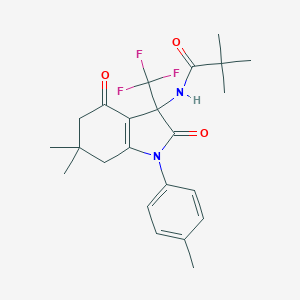 molecular formula C23H27F3N2O3 B396303 N-[6,6-dimethyl-1-(4-methylphenyl)-2,4-dioxo-3-(trifluoromethyl)-5,7-dihydroindol-3-yl]-2,2-dimethylpropanamide CAS No. 578734-30-2