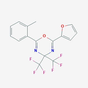 molecular formula C16H10F6N2O2 B396304 2-(2-furyl)-6-(2-methylphenyl)-4,4-bis(trifluoromethyl)-4H-1,3,5-oxadiazine 