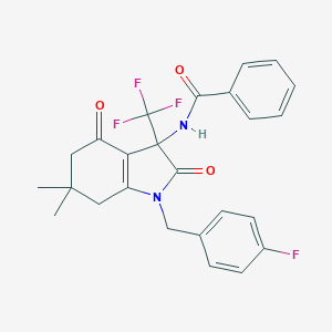molecular formula C25H22F4N2O3 B396308 N-[1-[(4-fluorophenyl)methyl]-6,6-dimethyl-2,4-dioxo-3-(trifluoromethyl)-5,7-dihydroindol-3-yl]benzamide CAS No. 586988-11-6
