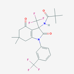 molecular formula C23H24F6N2O3 B396315 N-[6,6-dimethyl-2,4-dioxo-3-(trifluoromethyl)-1-[3-(trifluoromethyl)phenyl]-5,7-dihydroindol-3-yl]-2,2-dimethylpropanamide CAS No. 587011-88-9