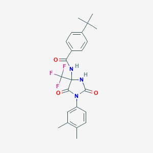 molecular formula C23H24F3N3O3 B396316 4-tert-butyl-N-[1-(3,4-dimethylphenyl)-2,5-dioxo-4-(trifluoromethyl)imidazolidin-4-yl]benzamide 