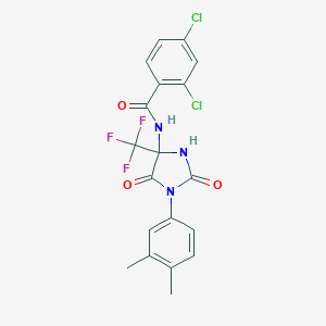 molecular formula C19H14Cl2F3N3O3 B396317 2,4-dichloro-N-[1-(3,4-dimethylphenyl)-2,5-dioxo-4-(trifluoromethyl)-4-imidazolidinyl]benzamide 