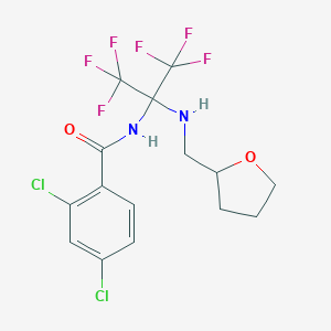molecular formula C15H14Cl2F6N2O2 B396319 2,4-dichloro-N-[2,2,2-trifluoro-1-[(tetrahydro-2-furanylmethyl)amino]-1-(trifluoromethyl)ethyl]benzamide 