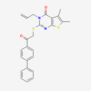 molecular formula C25H22N2O2S2 B3963212 3-Allyl-2-[(2-[1,1'-biphenyl]-4-YL-2-oxoethyl)sulfanyl]-5,6-dimethylthieno[2,3-D]pyrimidin-4(3H)-one 