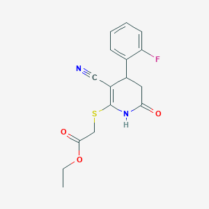 Ethyl {[3-cyano-4-(2-fluorophenyl)-6-oxo-1,4,5,6-tetrahydropyridin-2-yl]sulfanyl}acetate