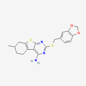 2-[(1,3-benzodioxol-5-ylmethyl)thio]-7-methyl-5,6,7,8-tetrahydro[1]benzothieno[2,3-d]pyrimidin-4-amine