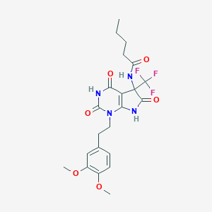 molecular formula C22H25F3N4O6 B396325 N-[1-[2-(3,4-dimethoxyphenyl)ethyl]-2,4,6-trioxo-5-(trifluoromethyl)-7H-pyrrolo[2,3-d]pyrimidin-5-yl]pentanamide CAS No. 664370-40-5