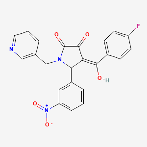 molecular formula C23H16FN3O5 B3963266 4-(4-fluorobenzoyl)-3-hydroxy-5-(3-nitrophenyl)-1-[(pyridin-3-yl)methyl]-2,5-dihydro-1H-pyrrol-2-one 