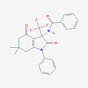 molecular formula C24H21F3N2O3 B396329 N-[6,6-dimethyl-2,4-dioxo-1-phenyl-3-(trifluoromethyl)-2,3,4,5,6,7-hexahydro-1H-indol-3-yl]benzamide 